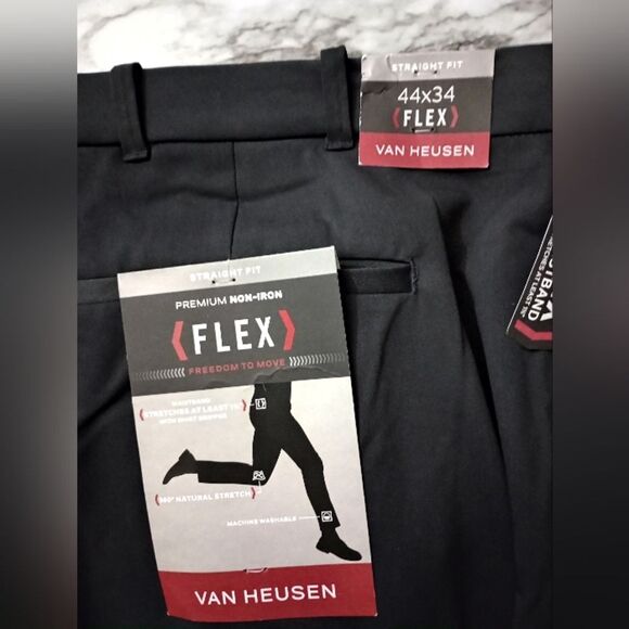 NWT Van Heusen Flex Dress Pants Straight Leg Dark Grey Size 44X34 - Picture 6 of 7